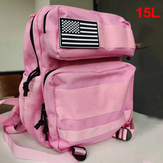 15l nylon camping travel gym backpack with molle system and laptop compartment - product image