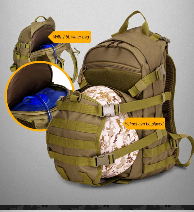 25l tactical military softback backpack with molle system, nylon - product image
