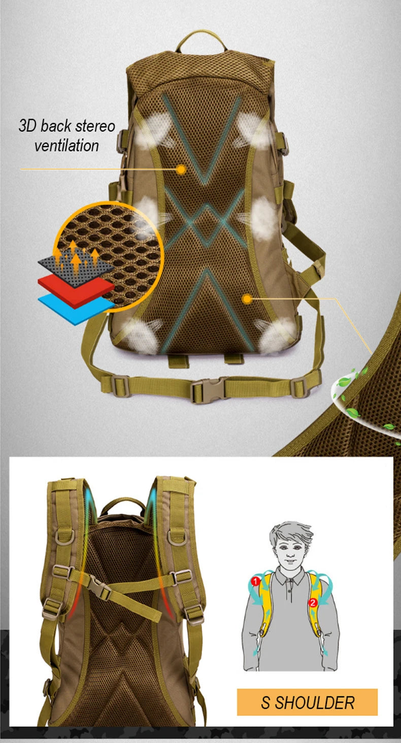 25l tactical military softback backpack with molle system, nylon - product image