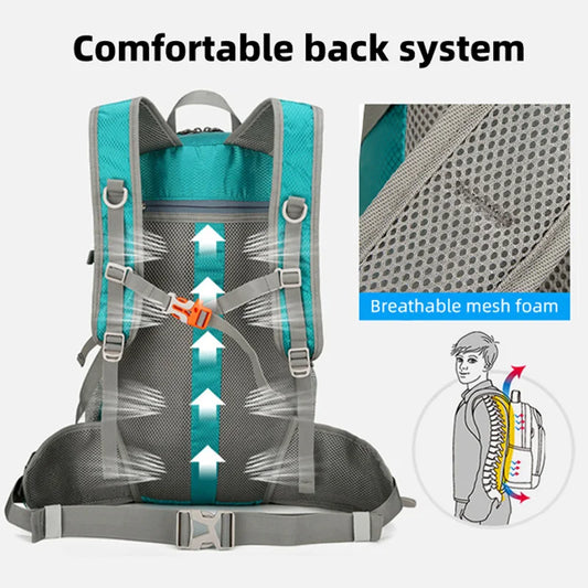 40l foldable waterproof nylon camping hiking backpack with detachable pouch - product image