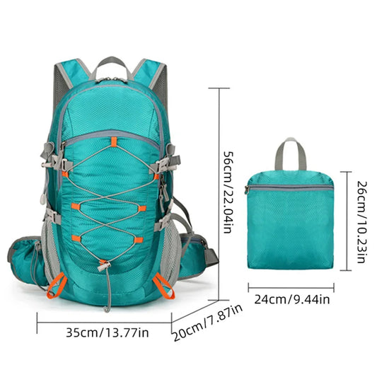 40l foldable waterproof nylon camping hiking backpack with detachable pouch - product image