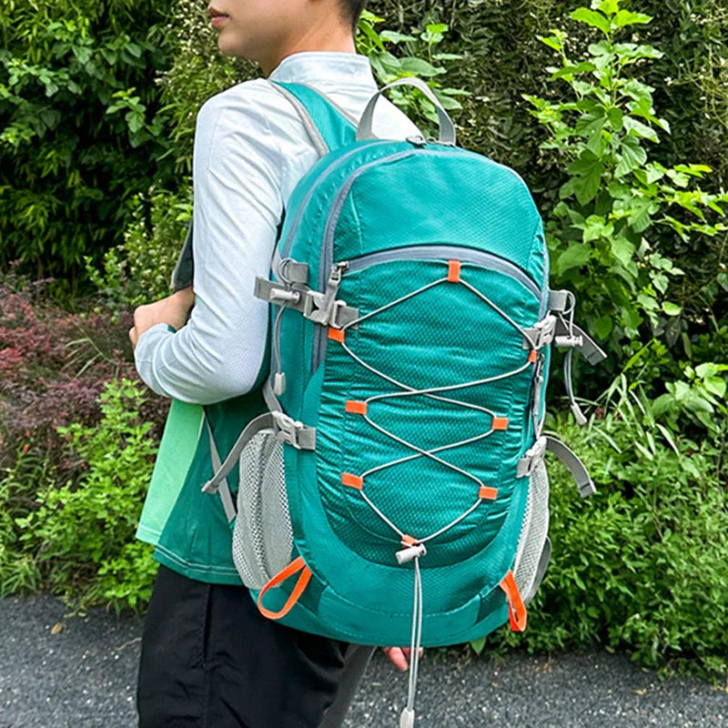 40l foldable waterproof nylon camping hiking backpack with detachable pouch - product image