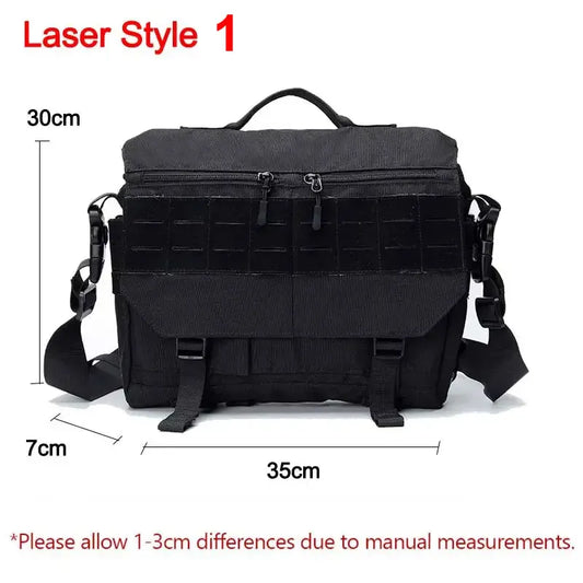 600d nylon tactical molle laptop messenger backpack with multiple compartments - product image