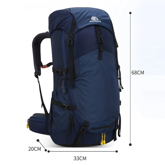 60l climbing camping backpack with rain cover and hydration compatibility, nylon - product image