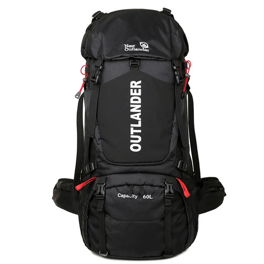 60l large capacity waterproof nylon camping backpack with rain cover - product image