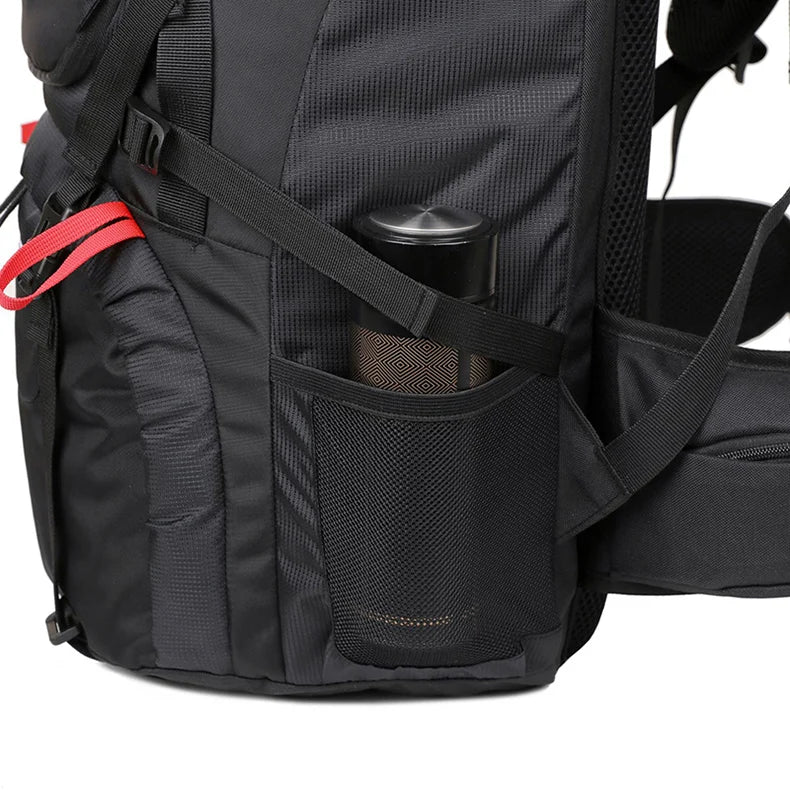 60l large capacity waterproof nylon camping backpack with rain cover - product image