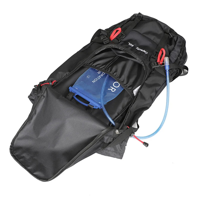 60l large capacity waterproof nylon camping backpack with rain cover - product image