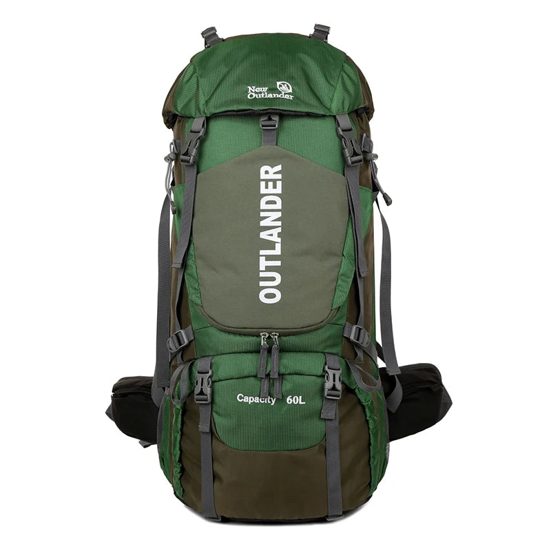 60l large capacity waterproof nylon camping backpack with rain cover - product image