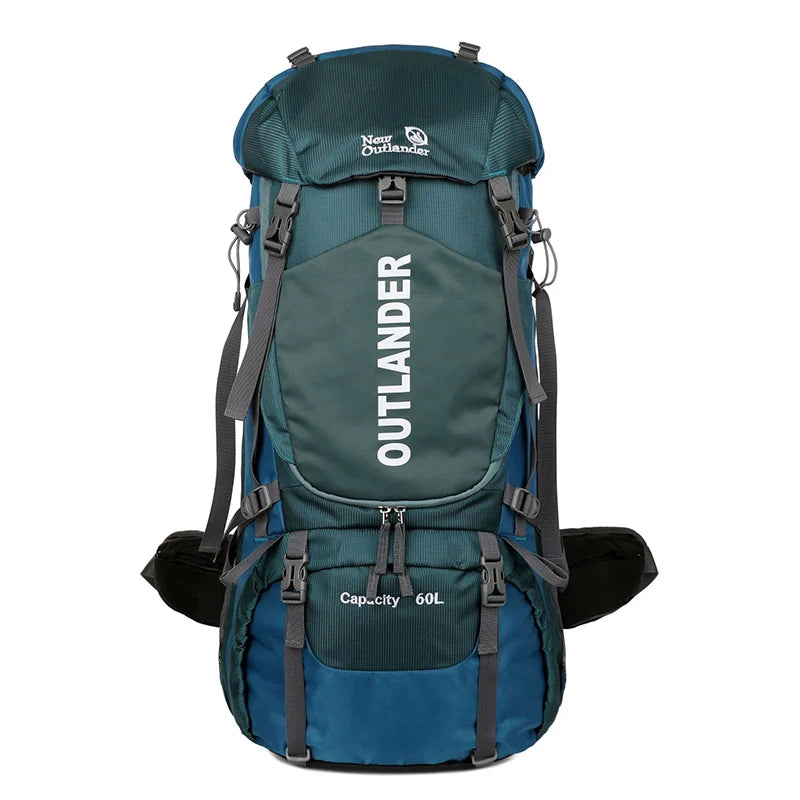 60l large capacity waterproof nylon camping backpack with rain cover - product image