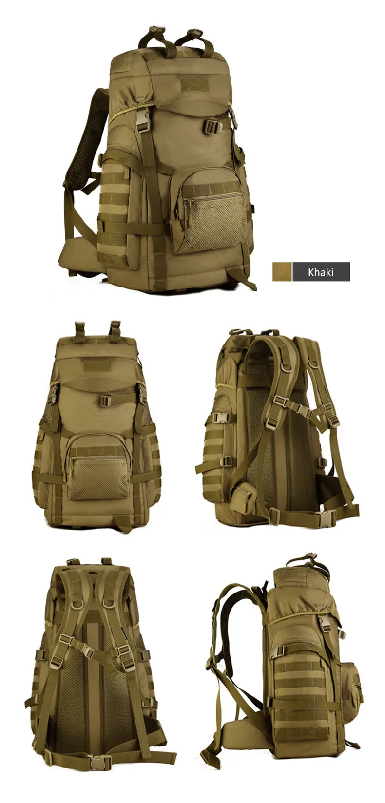 60l men's military tactical nylon backpack multifunctional outdoor rucksack - product image
