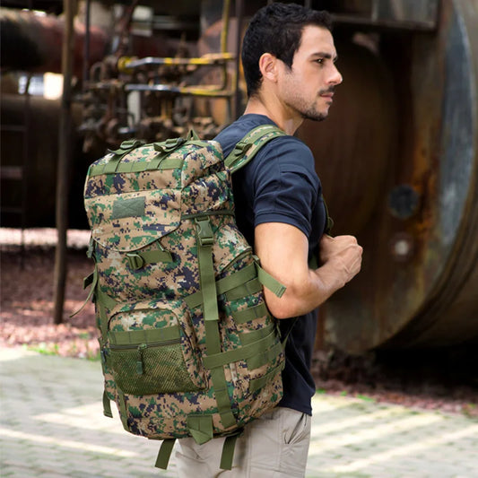 60l men's military tactical nylon backpack multifunctional outdoor rucksack - product image