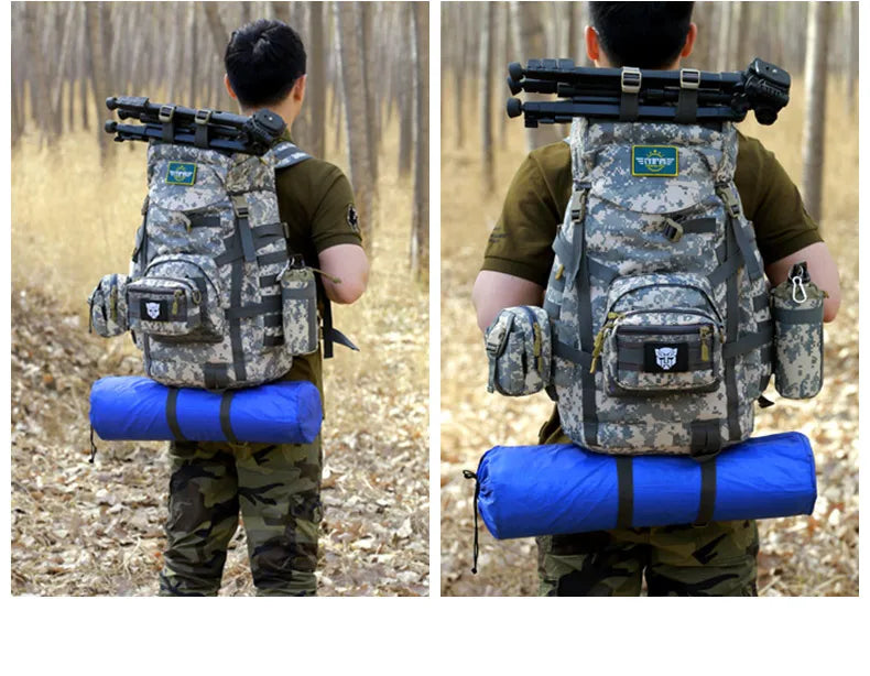 60l men's military tactical nylon backpack multifunctional outdoor rucksack - product image