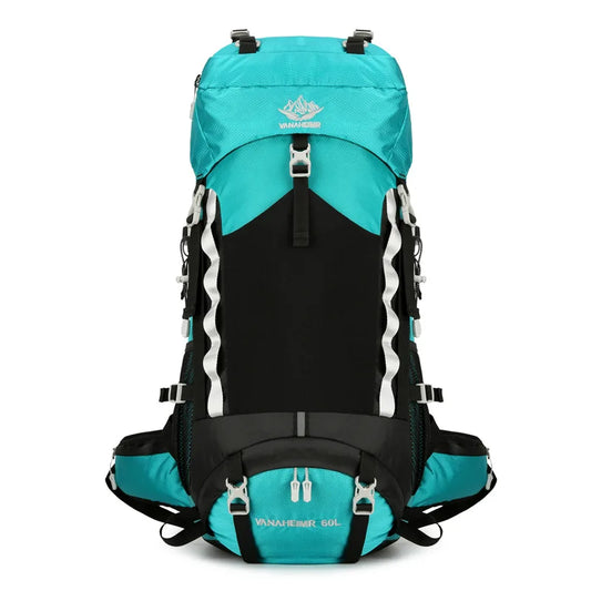 60l waterproof nylon camping hiking backpack with rain cover - product image