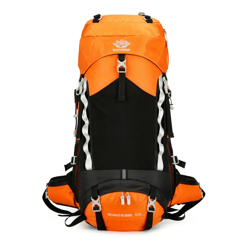 60l waterproof nylon camping hiking backpack with rain cover - product image