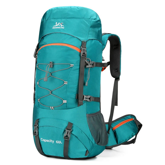 60l waterproof nylon travel camping hiking backpack with rain cover - product image