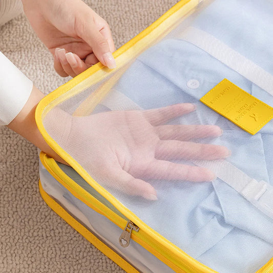 7-piece nylon travel organizer mesh packing cubes set for luggage storage - product image