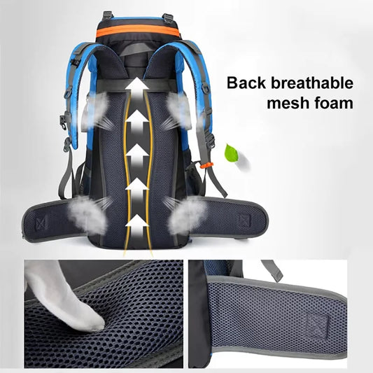 70l large capacity waterproof nylon camping backpack with multiple color options - product image