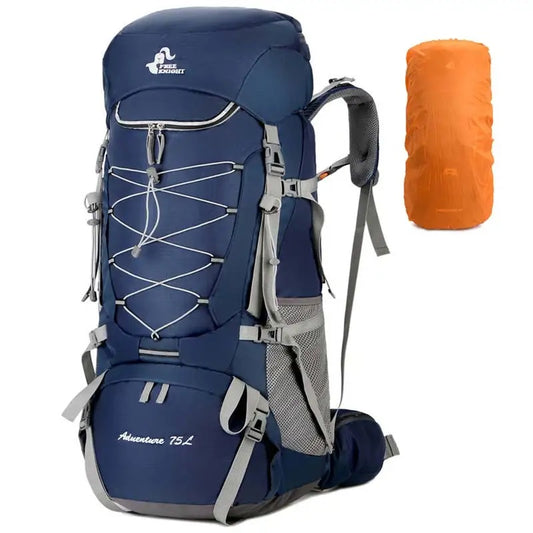 75l large capacity camping backpack with rain cover, nylon material - product image