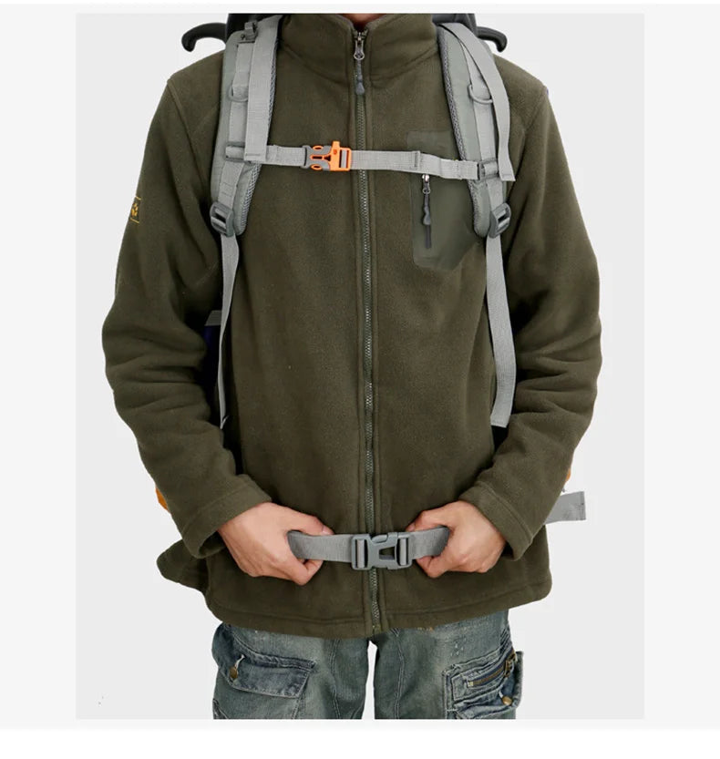 75l large capacity camping backpack with rain cover, nylon material - product image