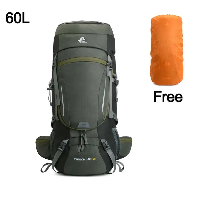 75l large capacity camping backpack with rain cover, nylon material - product image