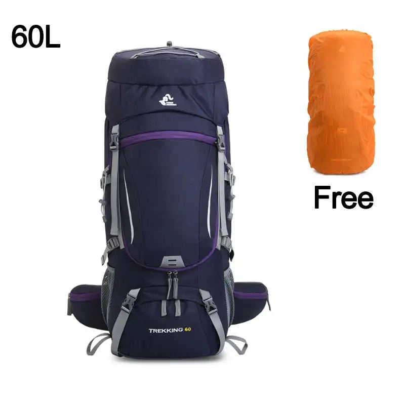 75l large capacity camping backpack with rain cover, nylon material - product image