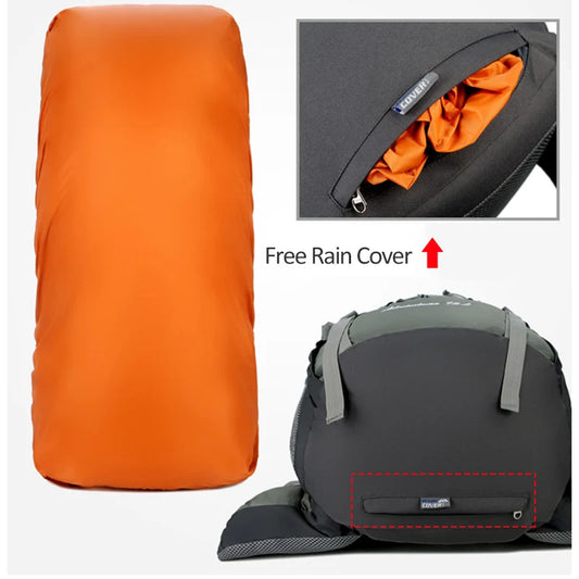 75l large capacity camping backpack with rain cover, nylon material - product image