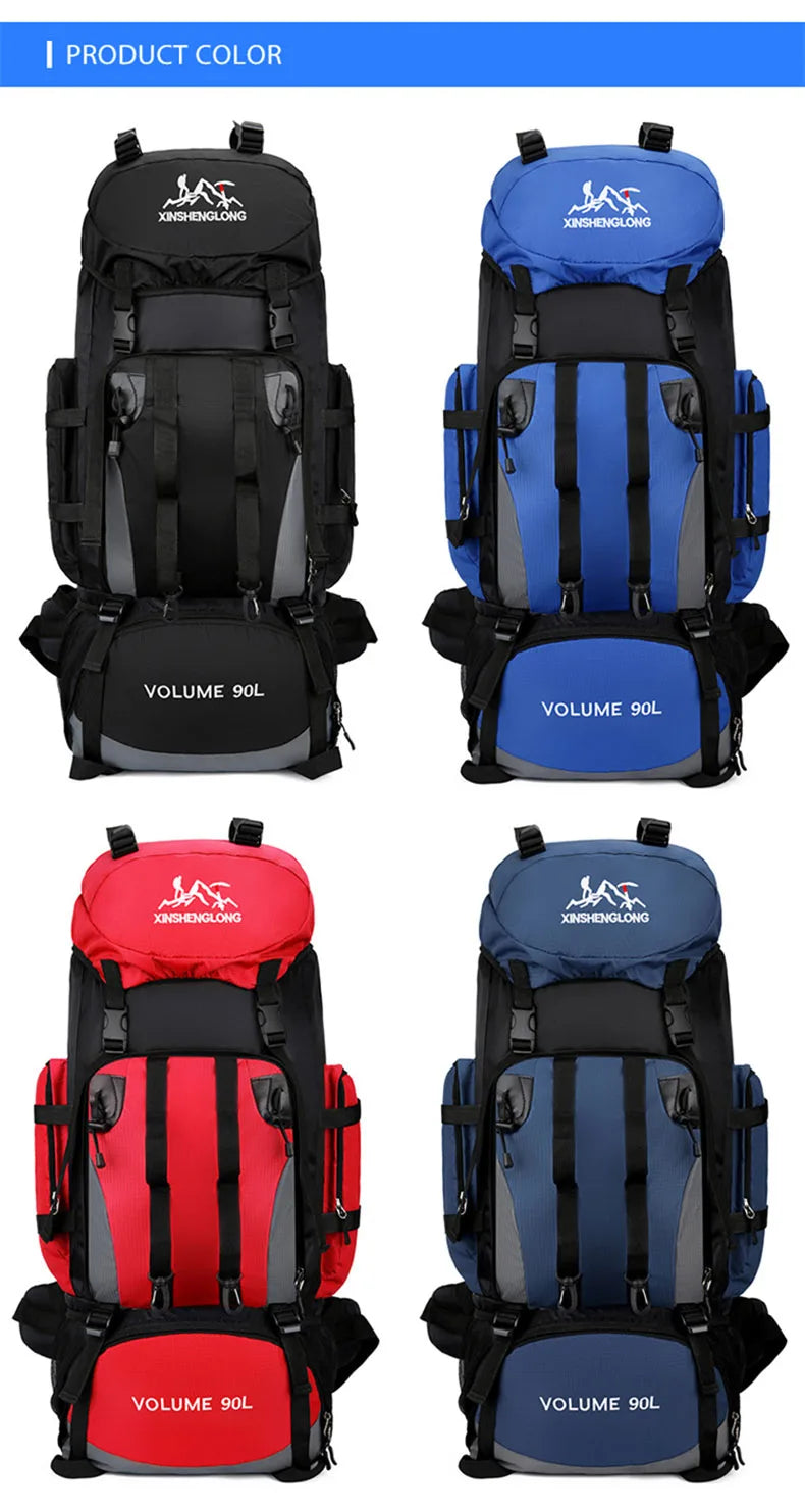 90l waterproof large capacity hiking trekking backpack with nylon material - product image