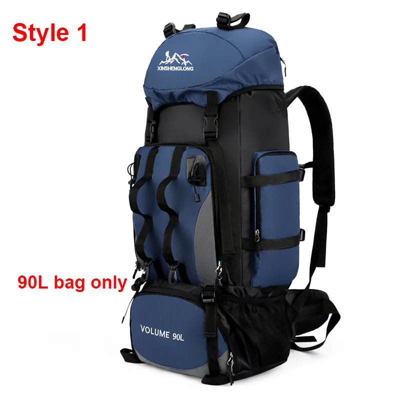 90l waterproof large capacity hiking trekking backpack with nylon material - product image