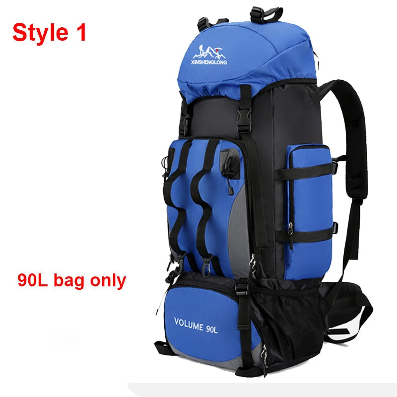90l waterproof large capacity hiking trekking backpack with nylon material - product image