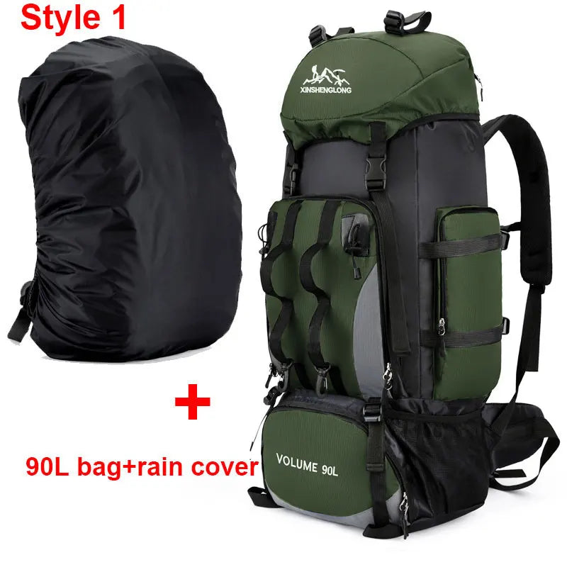 90l waterproof large capacity hiking trekking backpack with nylon material - product image