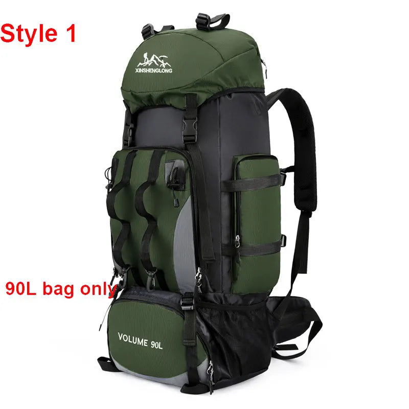 90l waterproof large capacity hiking trekking backpack with nylon material - product image