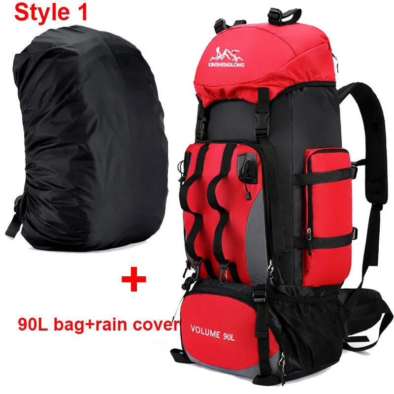 90l waterproof large capacity hiking trekking backpack with nylon material - product image