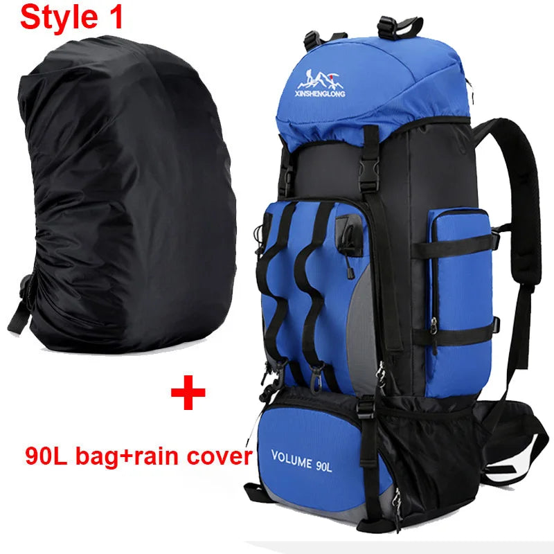 90l waterproof large capacity hiking trekking backpack with nylon material - product image