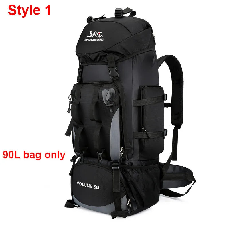 90l waterproof large capacity hiking trekking backpack with nylon material - product image