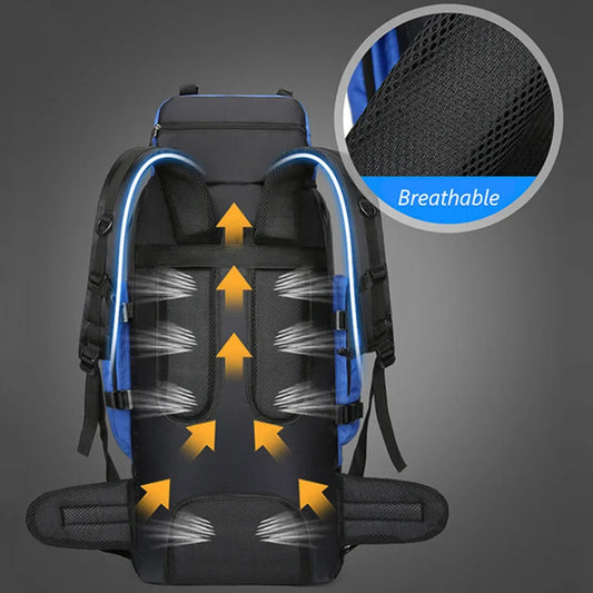 90l waterproof large capacity hiking trekking backpack with nylon material - product image