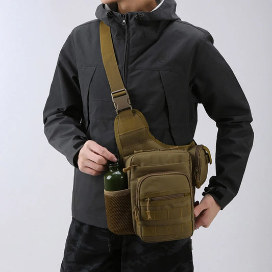 Camping climbing nylon chest pouch molle system multi-compartment waist fanny pack - product image