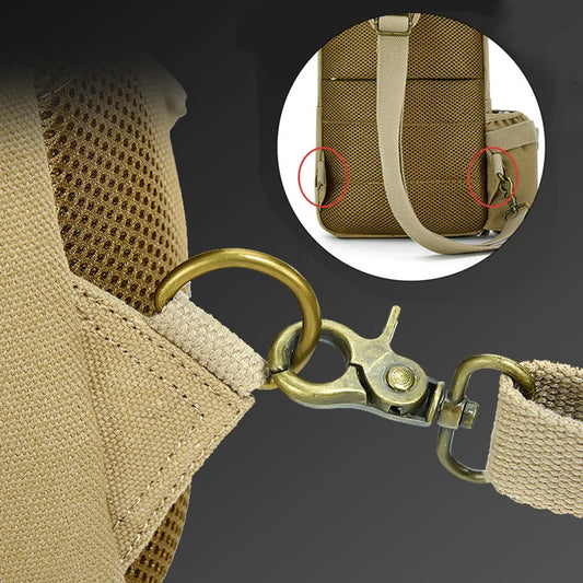 Camping shoulder bag canvas multi-pocket headphone jack detachable strap - product image