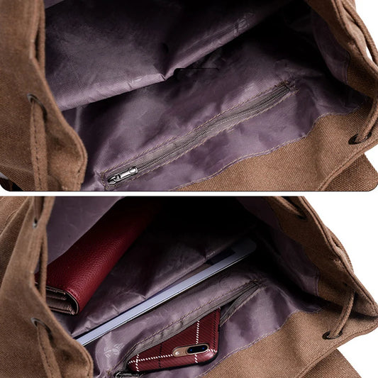 Canvas climbing backpack with laptop compartment and reinforced shoulder straps - product image