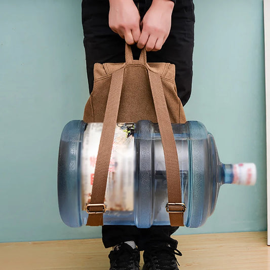 Canvas climbing backpack with laptop compartment and reinforced shoulder straps - product image