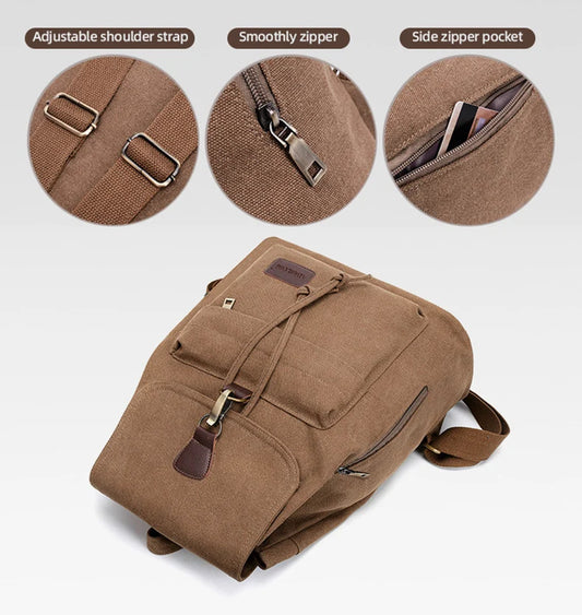 Canvas climbing backpack with laptop compartment and reinforced shoulder straps - product image