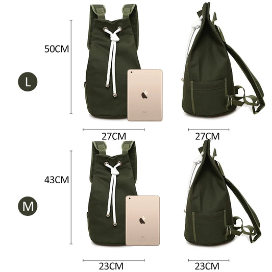 Canvas drawstring gym backpack for sports with large capacity - product image