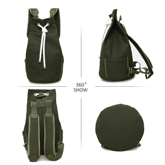 Canvas drawstring gym backpack for sports with large capacity - product image