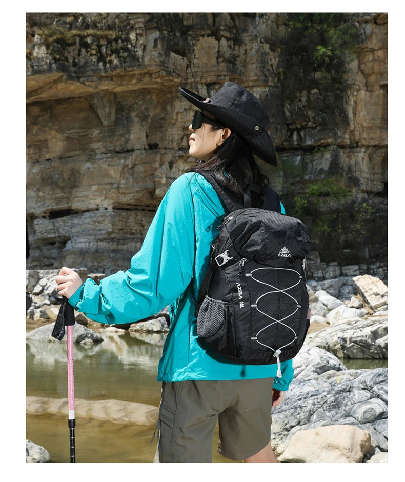 Climbing backpack with large capacity reflective stripe and lightweight nylon - product image
