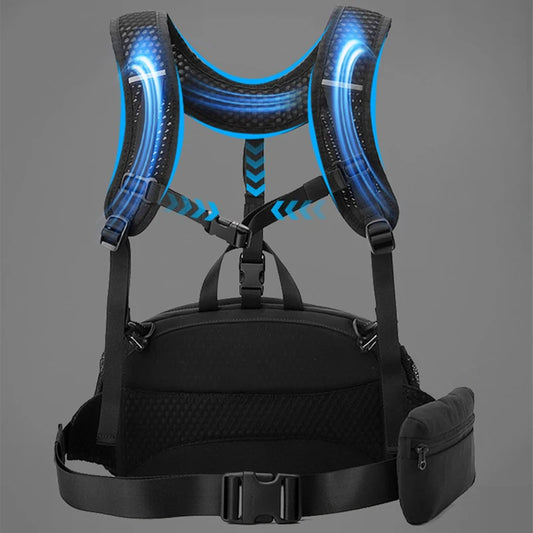Climbing vest backpack nylon large storage reflective stripes detachable bag - product image