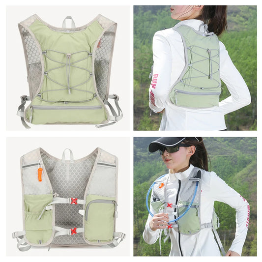 Cycling running hydration vest backpack with reflective strips and waist pockets - product image