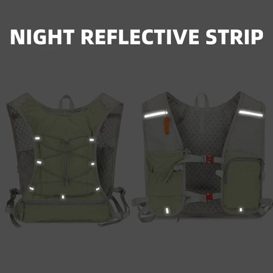 Cycling running hydration vest backpack with reflective strips and waist pockets - product image