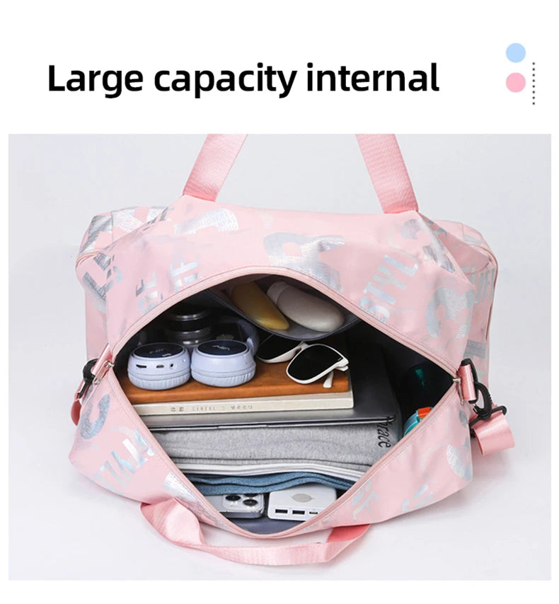 Dry wet separation fitness duffel bag letter print large capacity outdoor hiking - product image