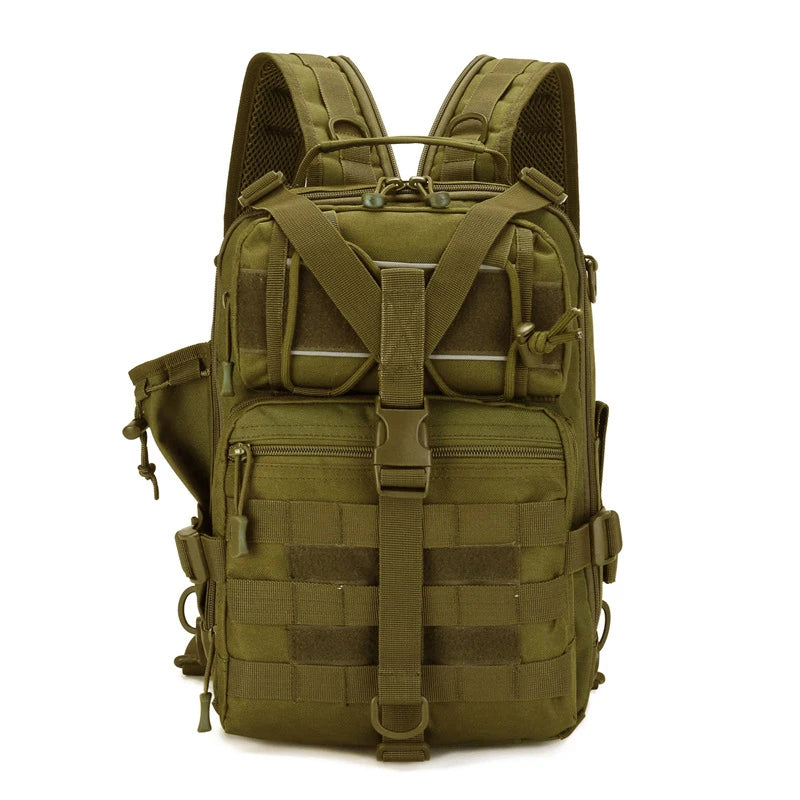 Fishing tactical backpack with molle system and fishing rod holder nylon - product image