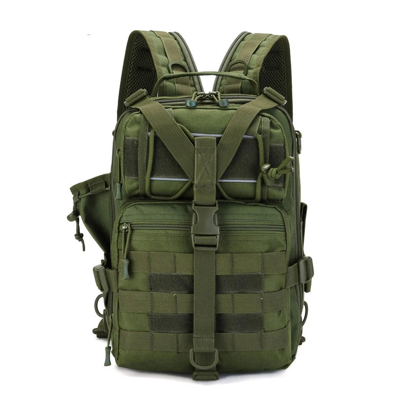 Fishing tactical backpack with molle system and fishing rod holder nylon - product image