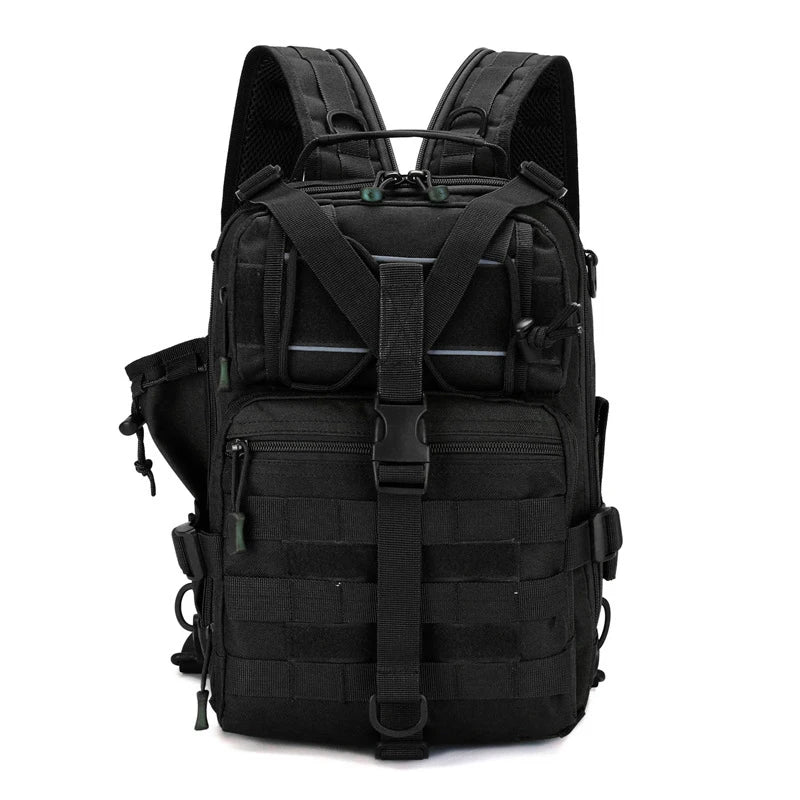 Fishing tactical backpack with molle system and fishing rod holder nylon - product image